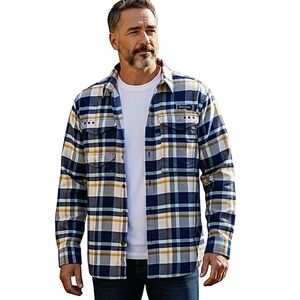 Columbia PFG Plaid Cotton Flannel Button-Up Shirt Jacket Size Medium
